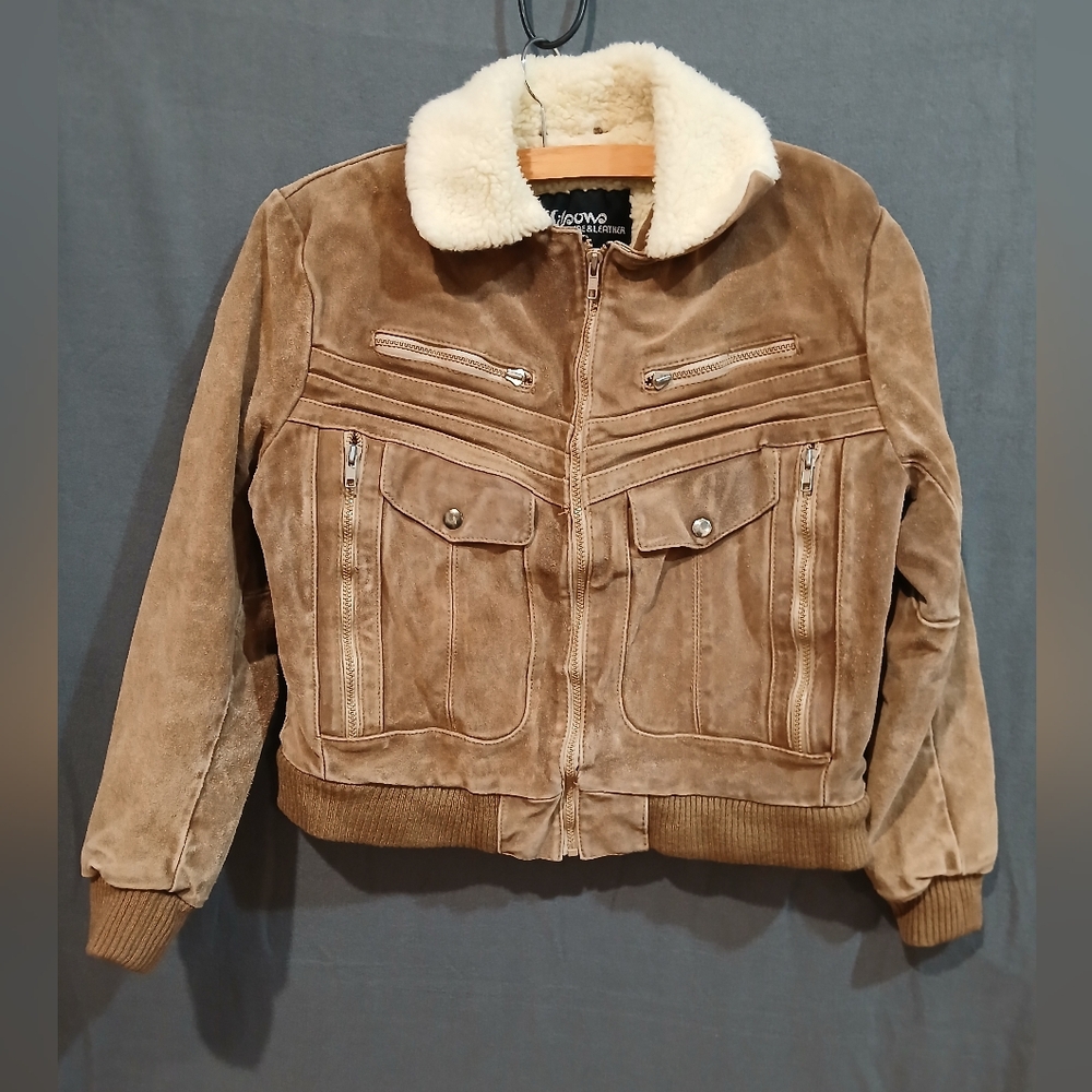 Vintage Wilson Leather Jacket Womens Small (42) Sherpa Brown